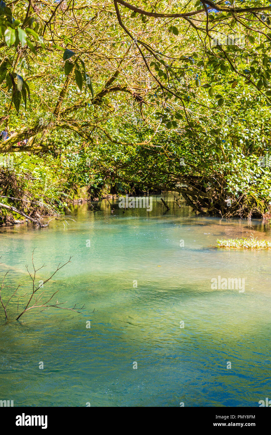 La Fortuna, Costa Rica. March 2018. A view of the luminous blue Rio