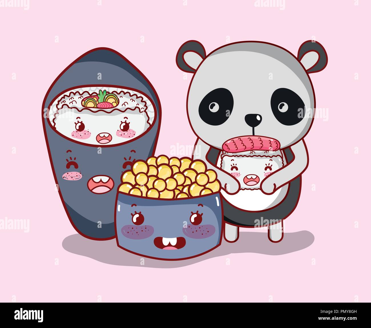 Sushi And Panda Kawaii Stock Vector Image Art Alamy