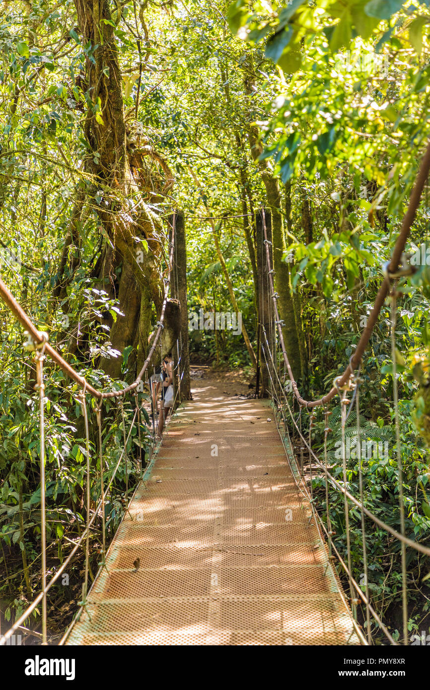 La Fortuna, Costa Rica. March 2018. A view of a hanging bridge along