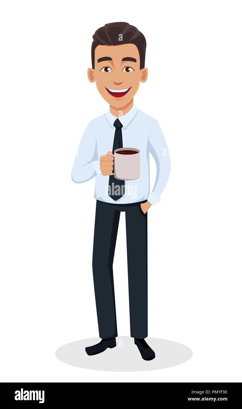 Business man cartoon character holding a cup of tea. Young handsome smiling businessman in office style clothes - stock vector Stock Vector Image & Art - Alamy Business man cartoon character holding a cup of tea. Young handsome smiling businessman in office style clothes - stock vector Stock Vector Image & Art - Alamy