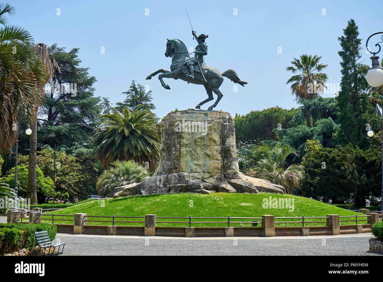 Pisa / Tuscany / Italy / May 2018 : Statue of Giuseppe Garibaldi in La Spezia, Italy. Giuseppe Garibaldi was an Italian general and politician who pla Stock Photo