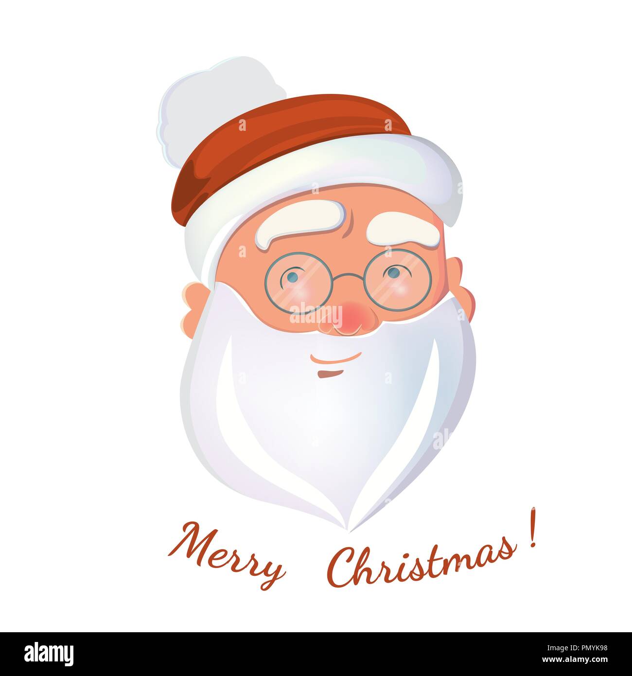 Santa Claus face isolated on white background. Santa head in hat vector for your design. Stock Vector