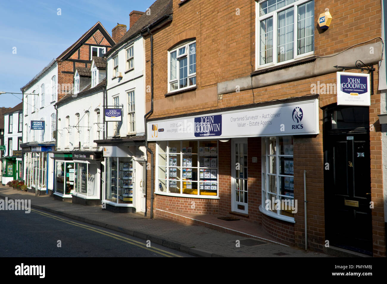 Row of estate agents in Ledbury Herefordshire England UK Stock Photo