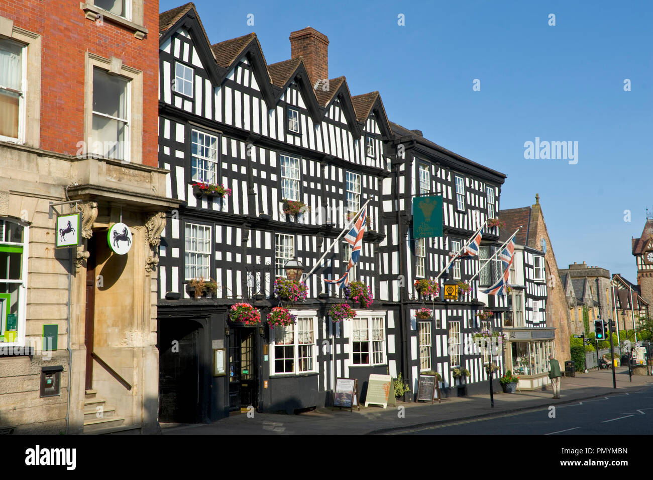 The Feathers Hotel dating from 16th century on High Street Ledbury Herefordshire England UK Stock Photo