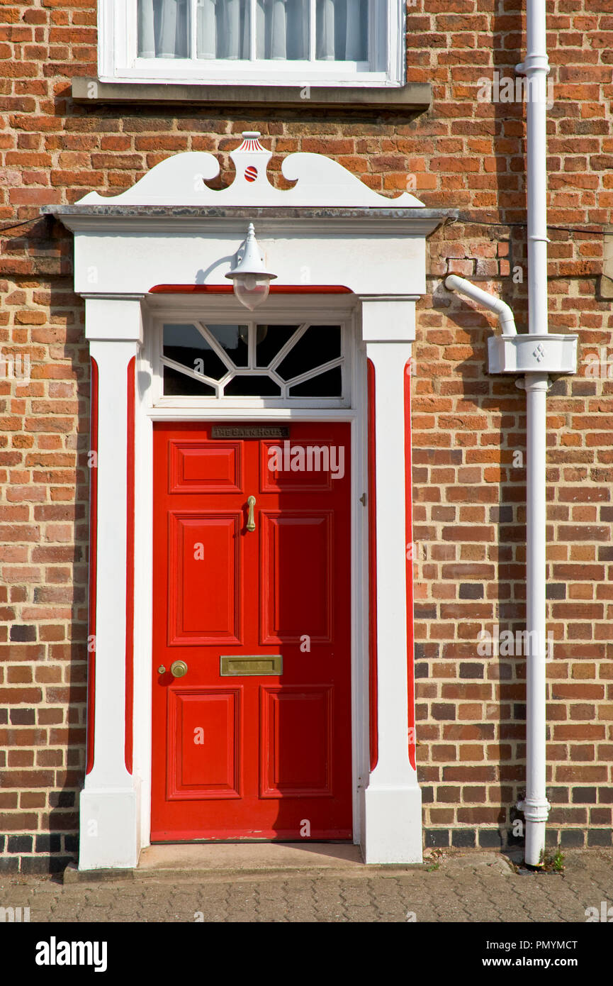 Red front door of Georgian house in Ledbury Herefordshire England UK Stock Photo