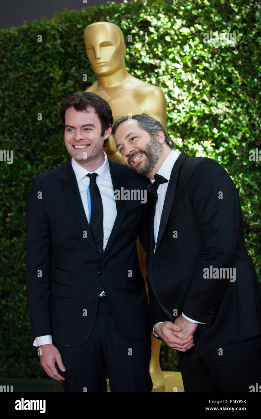 Actor Bill Hader (left) and writer-director Judd Apatow attend the 5th Annual Governors Awards at The Ray Dolby Ballroom at Hollywood & Highland Center® in Hollywood, CA, on Saturday, November 16, 2013.  File Reference # 32184 028  For Editorial Use Only -  All Rights Reserved Stock Photo
