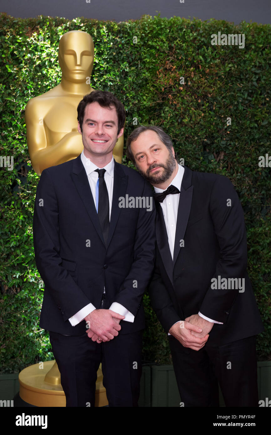 Actor Bill Hader (left) and writer-director Judd Apatow attend the 5th Annual Governors Awards at The Ray Dolby Ballroom at Hollywood & Highland Center® in Hollywood, CA, on Saturday, November 16, 2013.  File Reference # 32184 063  For Editorial Use Only -  All Rights Reserved Stock Photo