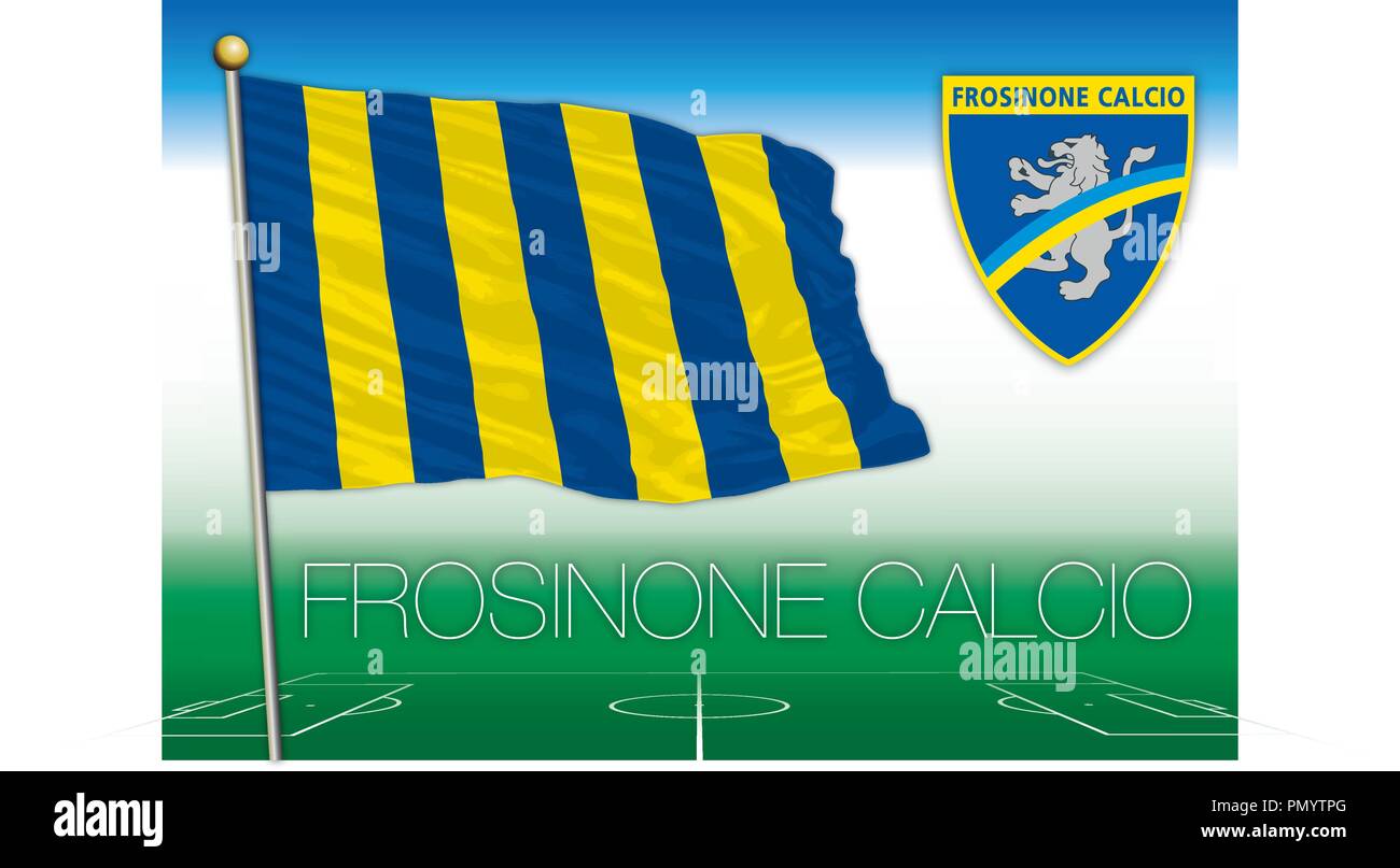 FROSINONE, ITALY, YEAR 2018-2019 - Serie A football championship, 2018 flag of the Frosinone Calcio team Stock Vector