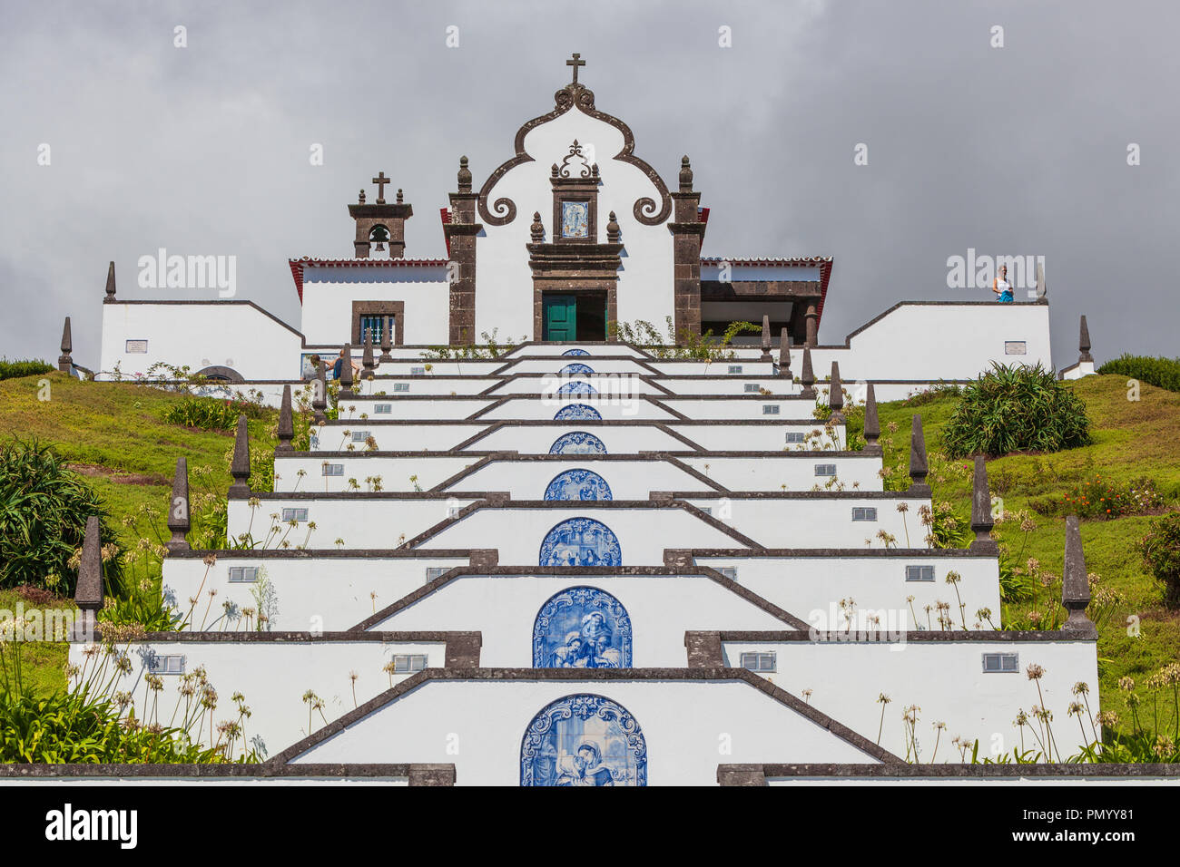 view of the chapel church nossa senhora da paz near vila franca do campo sao miguel azores Stock Photo