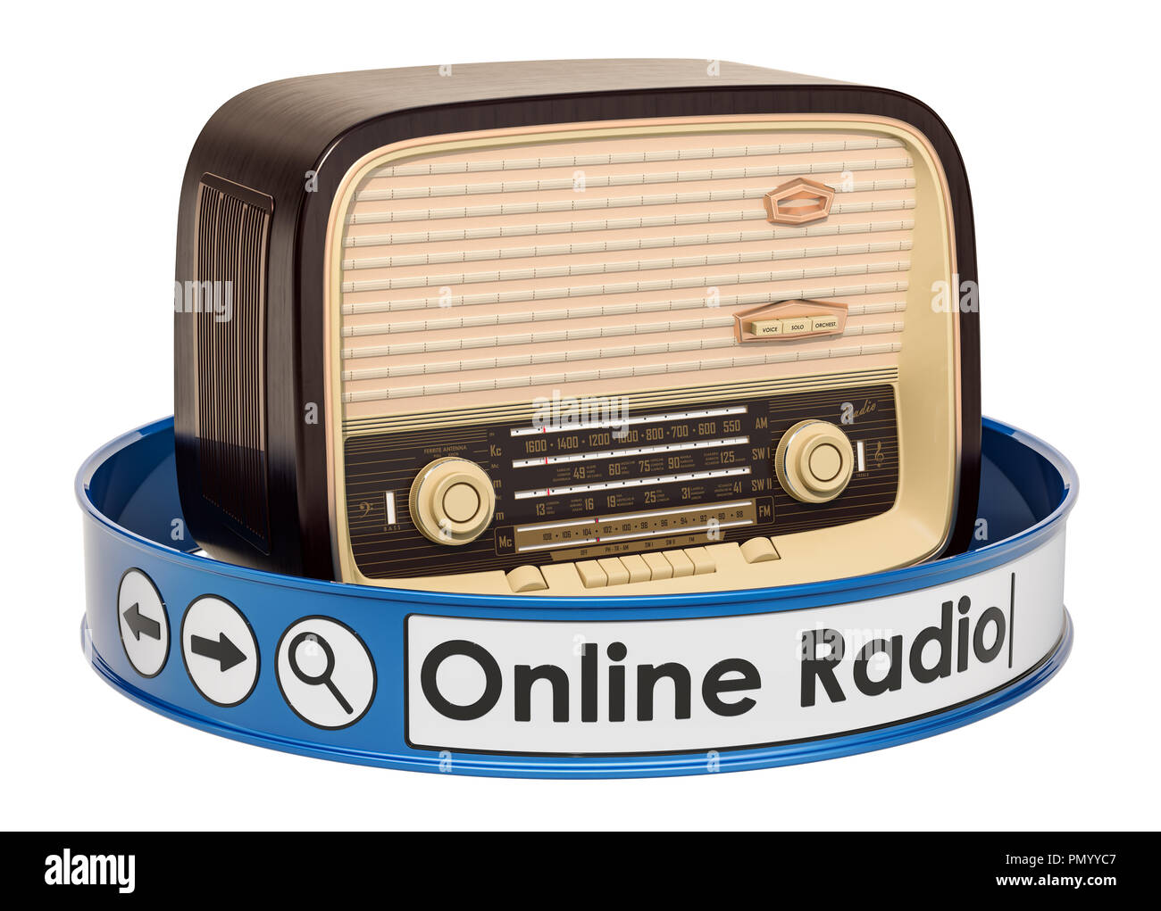 Online radio concept, 3D rendering isolated on white background Stock Photo  - Alamy