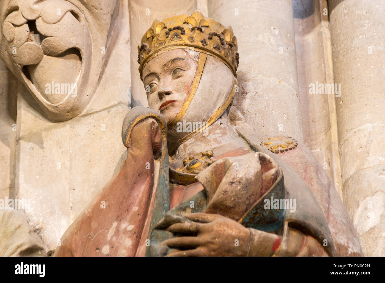 Naumburg, Germany - September 14, 2018: View of Uta von Naumburg. The statue is one of the most important sculptures of the German Gothic period. The  Stock Photo