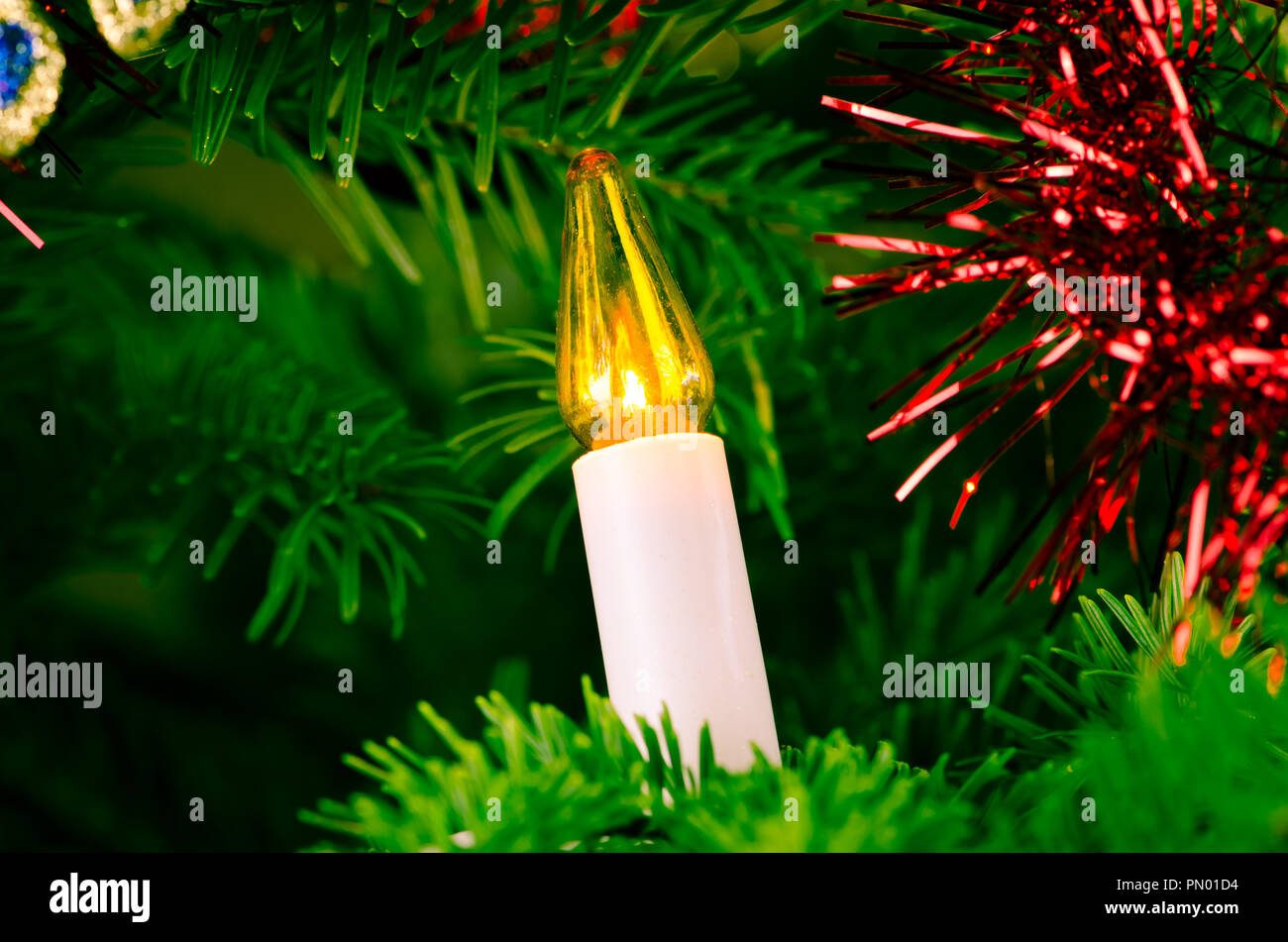 christmas light on christmas tree Stock Photo Alamy