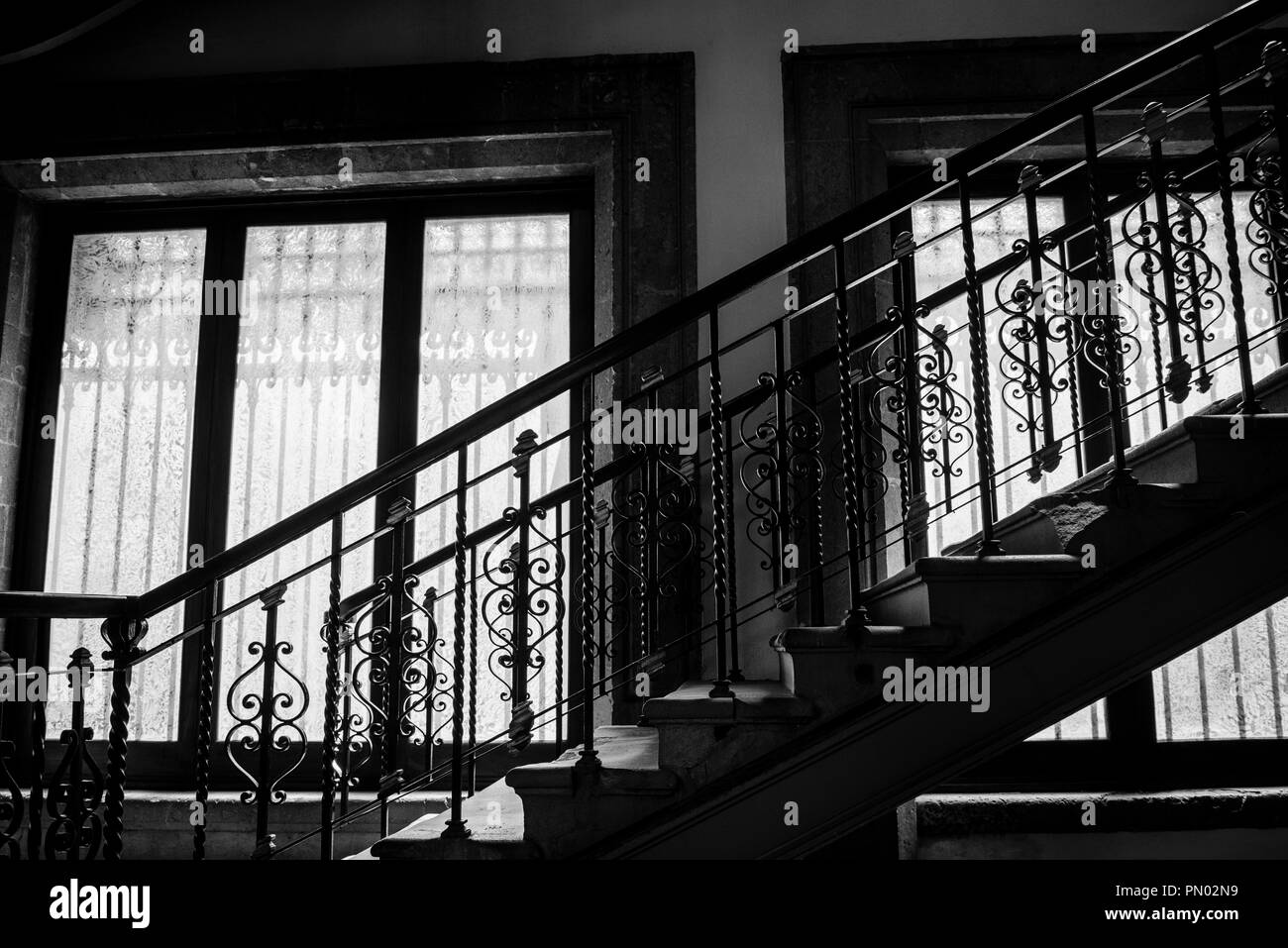 Wrought iron staircase balustrade, National Palace , Mexico City, Mexico Stock Photo