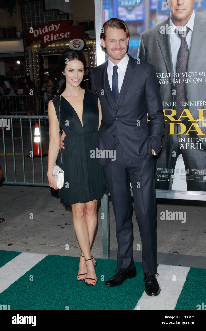 Josh Pence and Abigail Spencer at Summit Entertainment's premiere of 'Draft Day'. Arrivals held at The Regency Village Theatre in Westwood, CA, April 7, 2014. Photo by Joe Martinez / PictureLux Stock Photo