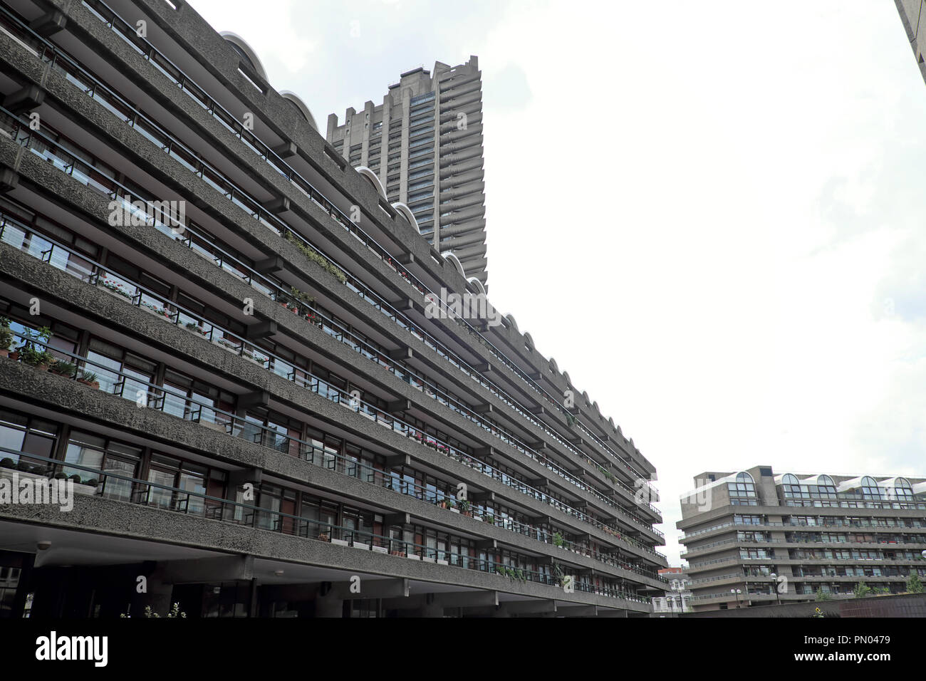 Barbican Estate apartments and tower in the City of London England UK  KATHY DEWITT Stock Photo