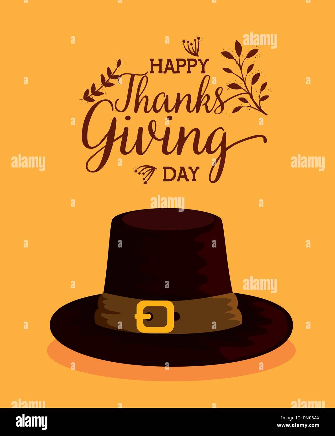 happy thanks giving card with pilgrims hat Stock Vector Image & Art - Alamy