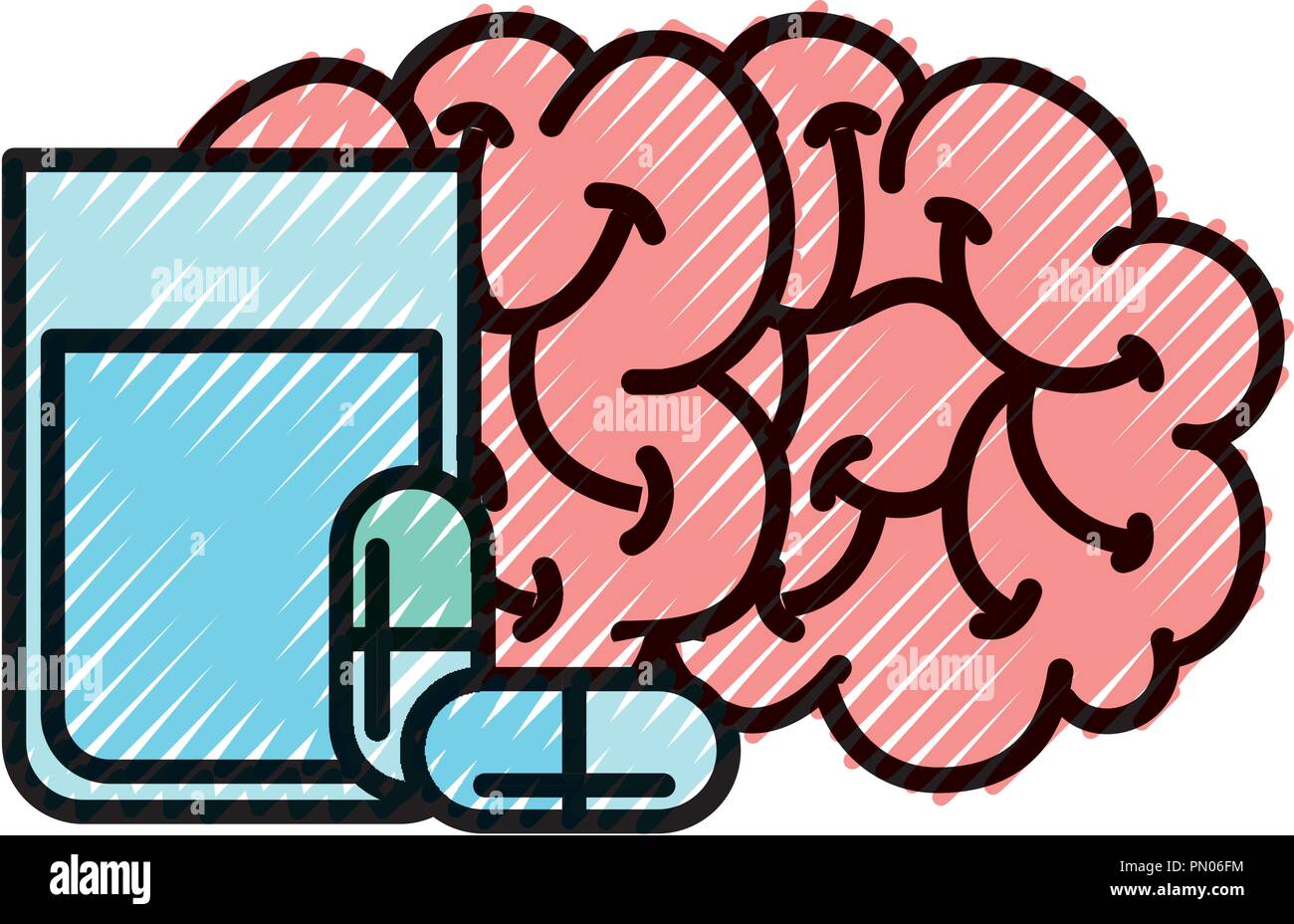 human brain mental water glass capsule medication Stock Vector Image