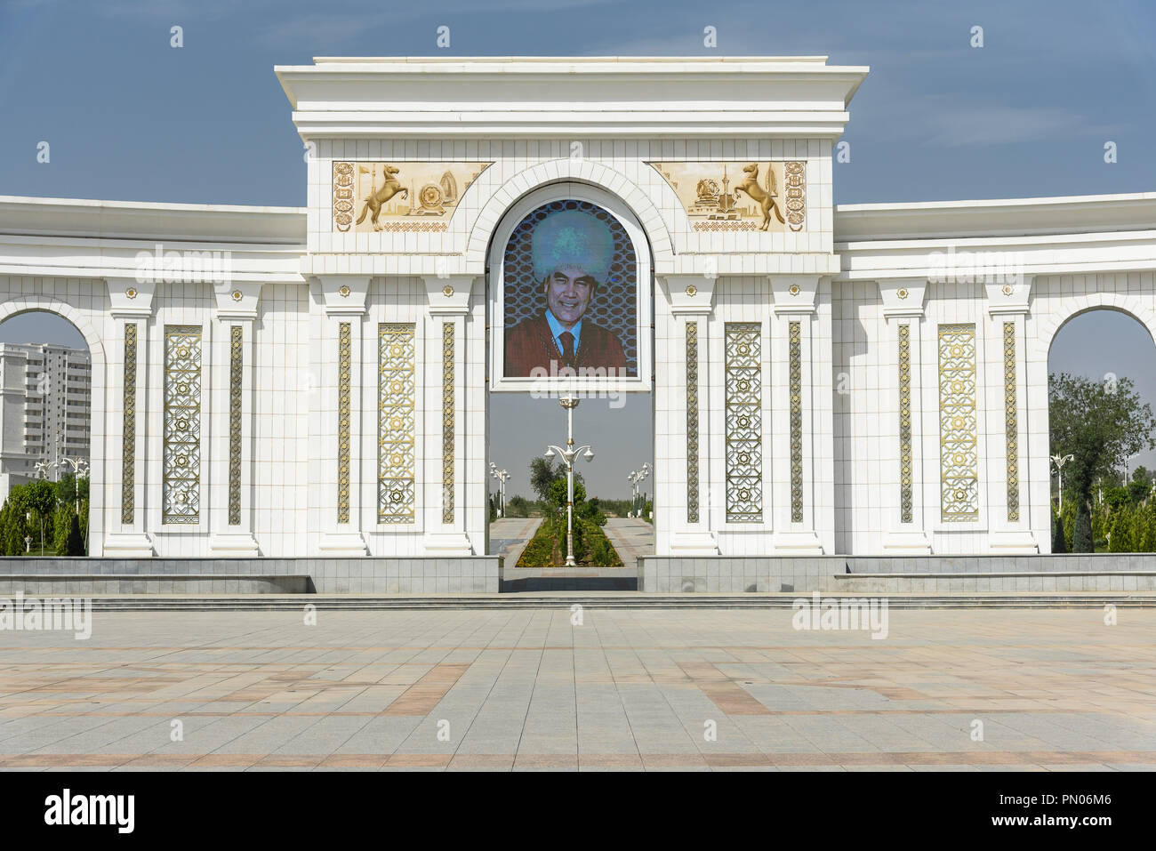 turkmen presidential portrait in Ashgabat, Turkmenistan Stock Photo