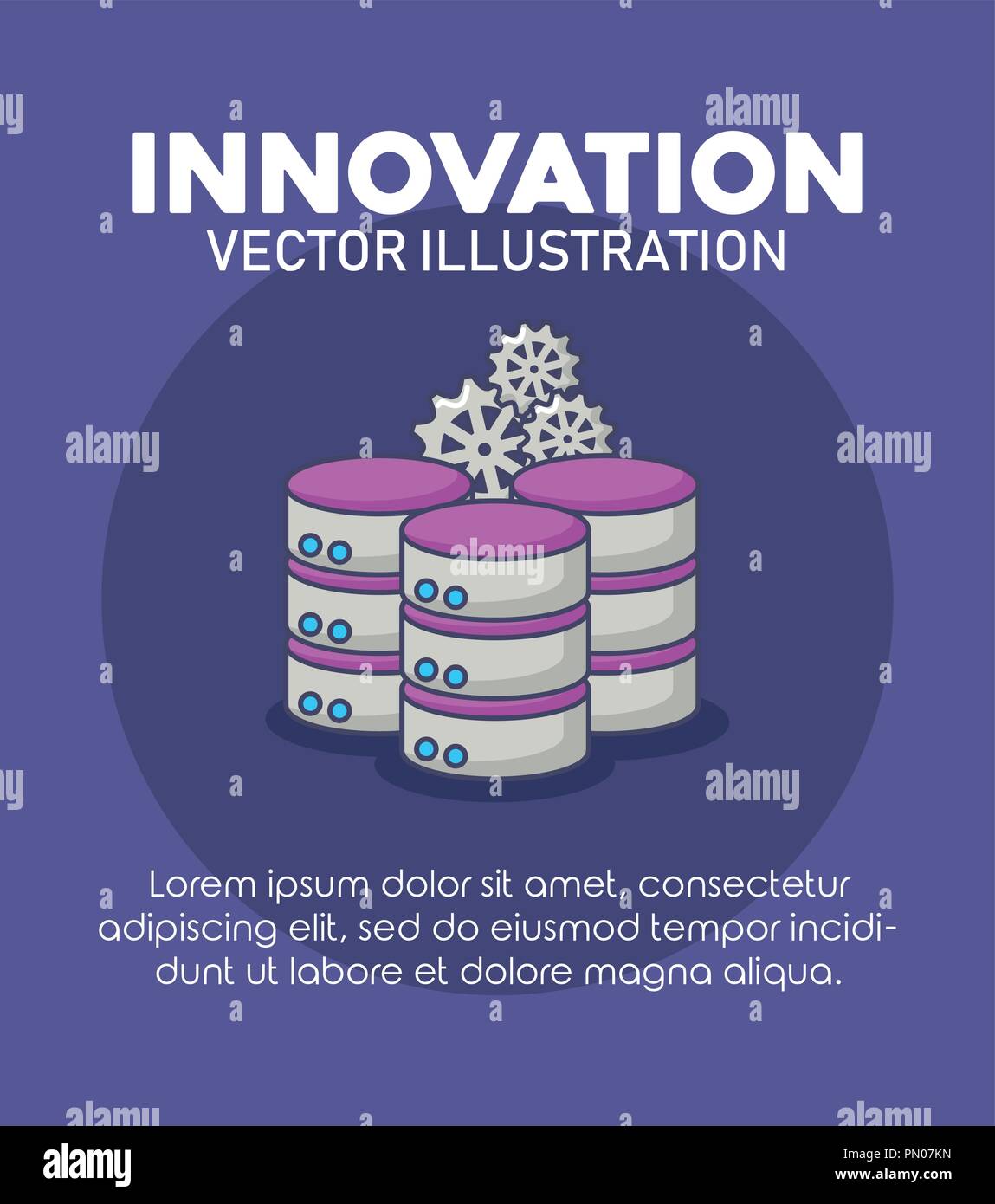 database server center gears innovation technology vector illustration ...