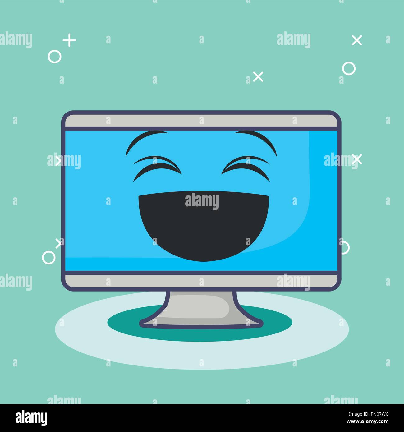 kawaii computer device innovation technology vector illustration Stock ...