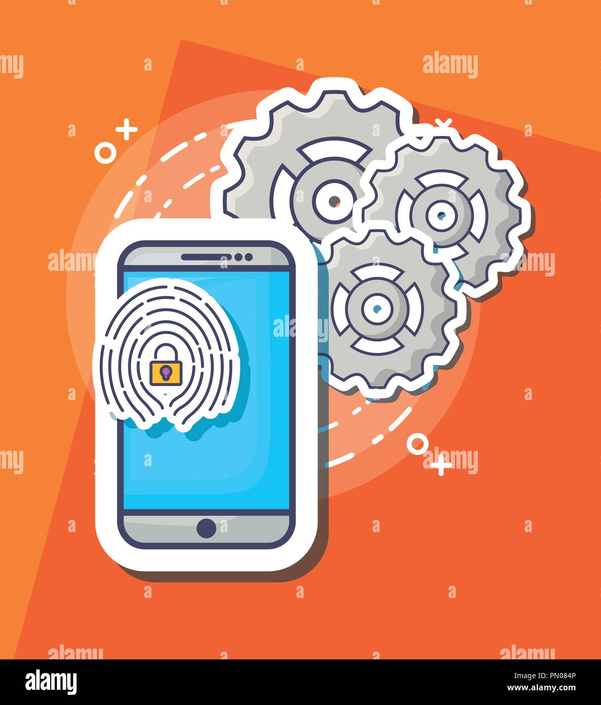 smartphone access fingerprint security innovation technology vector illustration Stock Vector