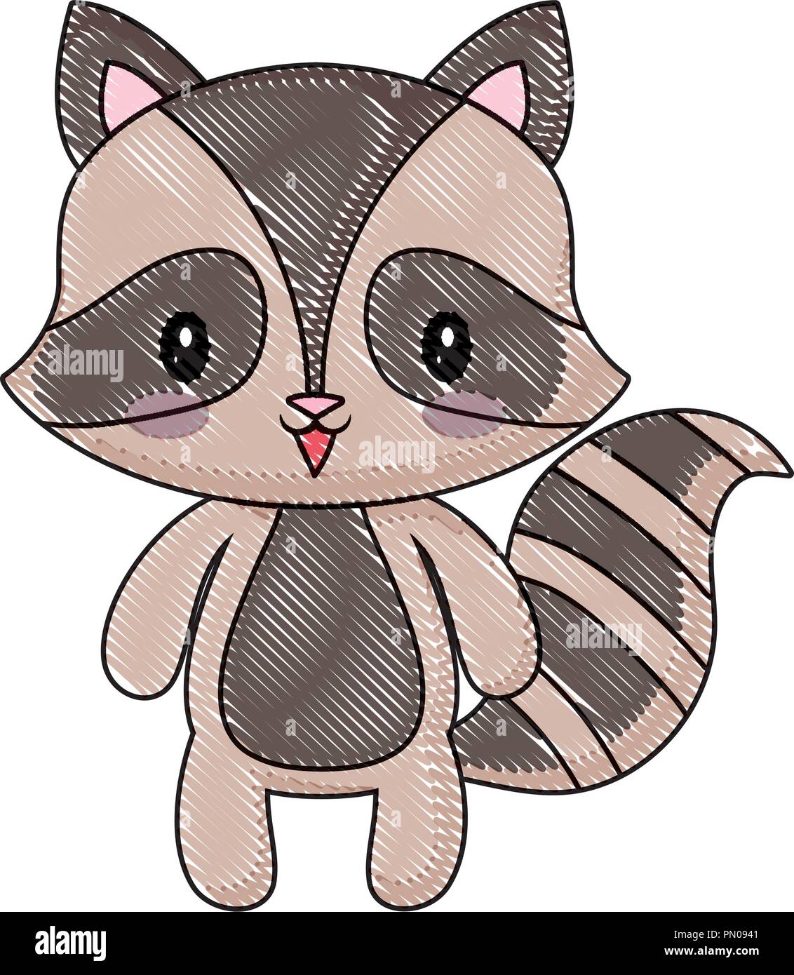 cute raccoon animal baby drawing cartoon vector illustration Stock Vector  Image & Art - Alamy