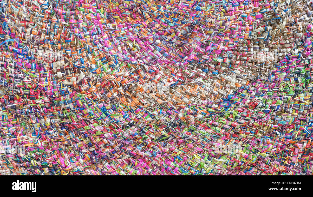 Colorful Madagascar raffia mat closeup Stock Photo