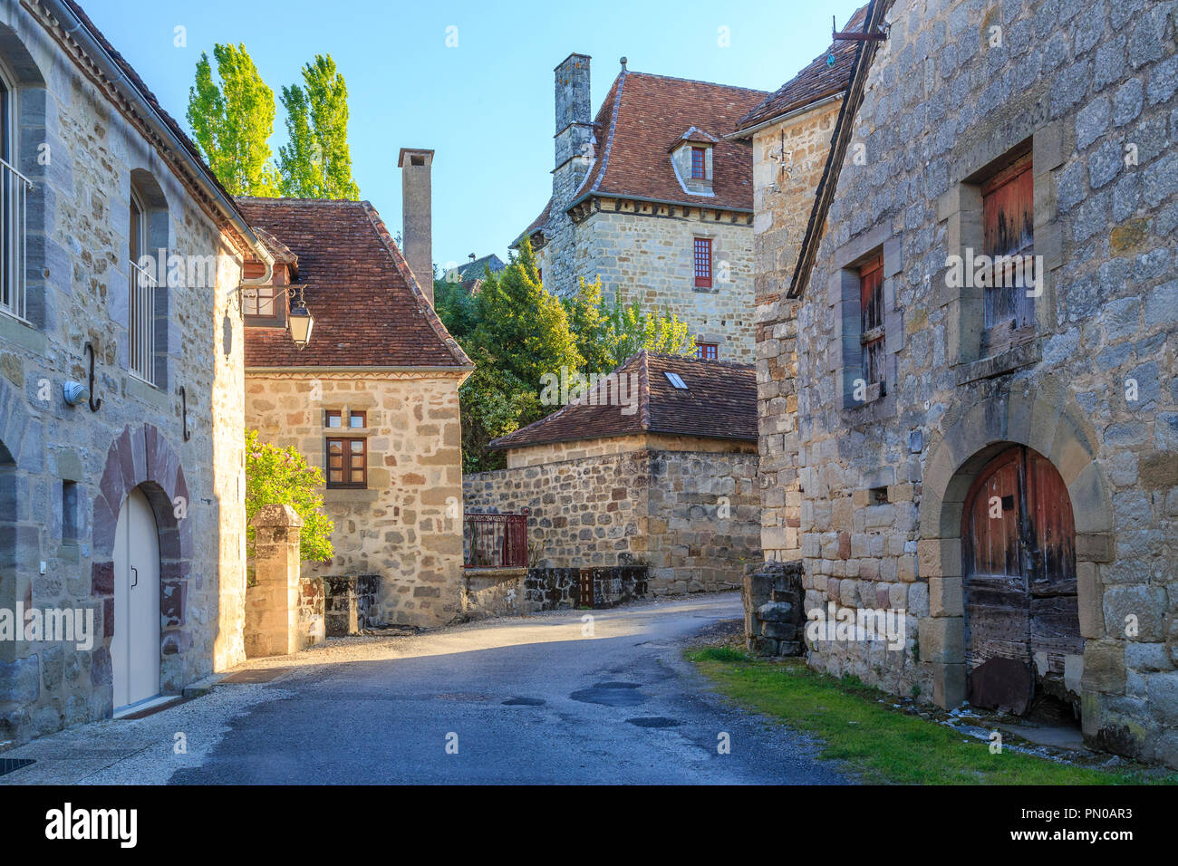 France, Correze, Curemonte, labelled Les Plus Beaux Villages de France (The Most beautiful Villages of France), street in the village // France, Corrè Stock Photo