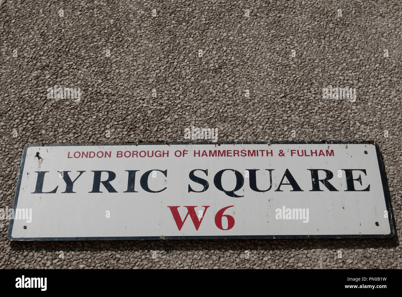 street name sign for lyric square, hammersmith, london, england Stock Photo