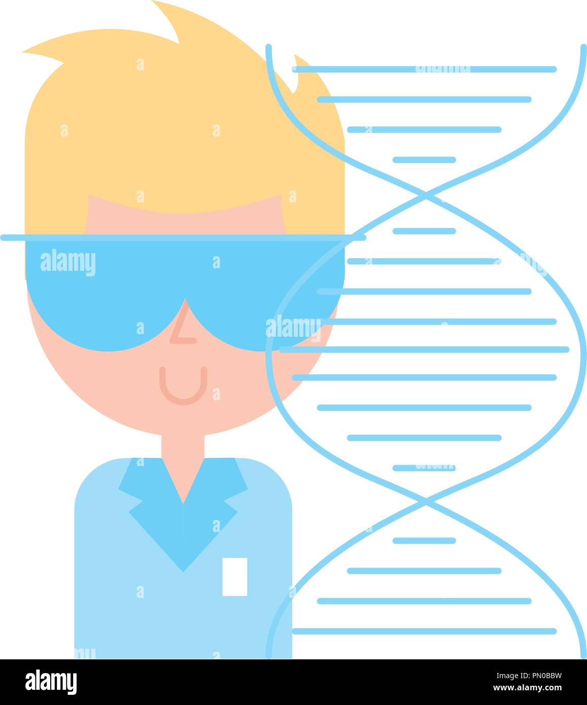 scientific man with goggles dna molecule chemistry laboratory Stock ...