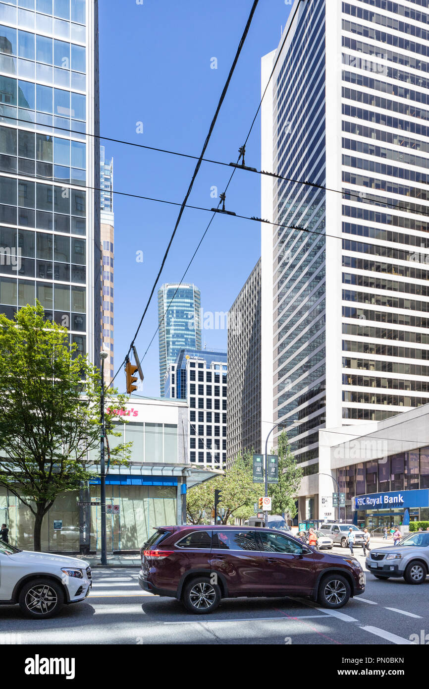 RBC Royal Bank, West Georgia Street in downtown Vancouver, British Columbia, Canada Stock Photo