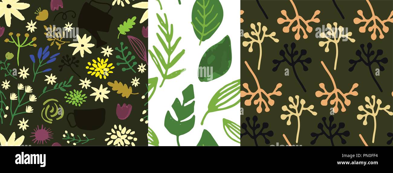 Vector hand drawn floral pattern, delicate flowers Stock Vector