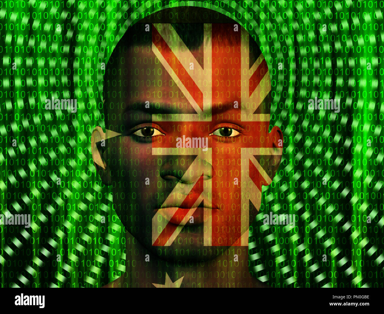 Australia Man with streaming binary code Stock Photo - Alamy
