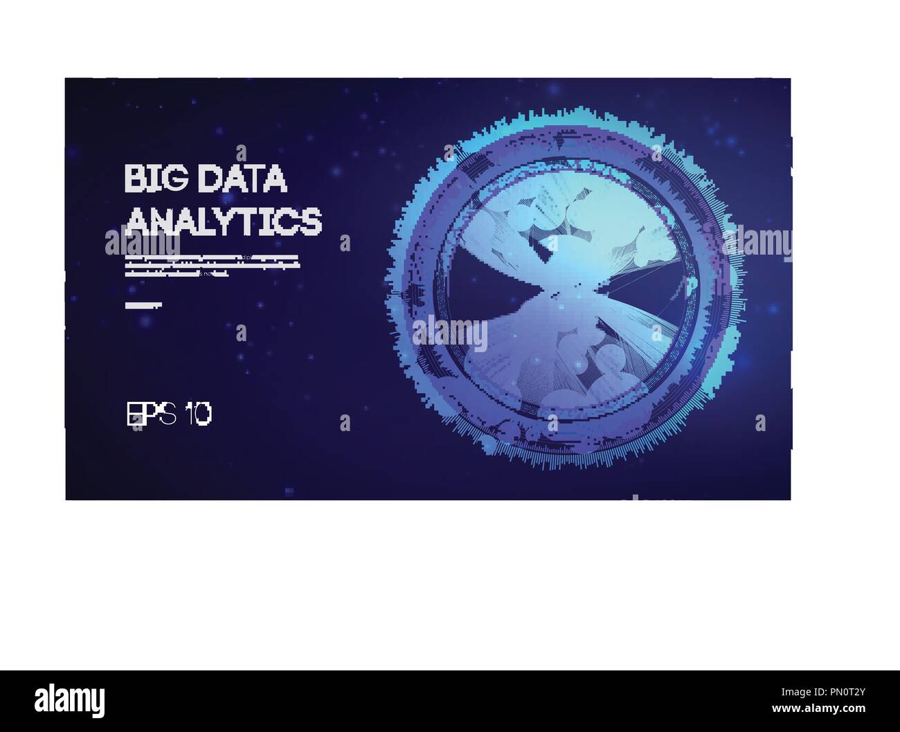 Big Data. Business inteligence technology background. Binary code algorithms deep learning virtual reality analysis. Data science learning machine. Artificial intelligence data research and automation Stock Vector