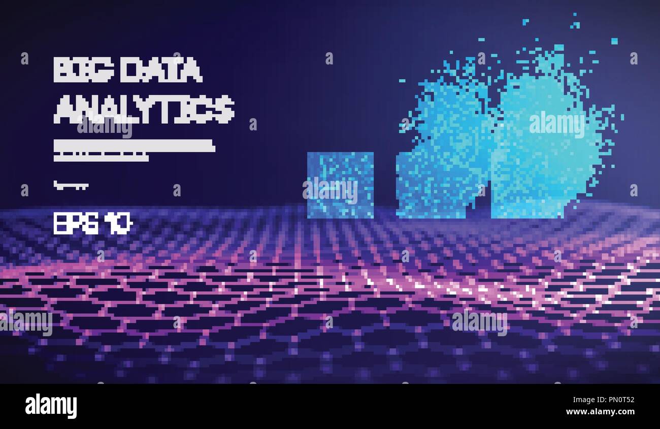 Big Data. Business inteligence technology background. Binary code algorithms deep learning virtual reality analysis. Data science learning machine. Artificial intelligence data research and automation Stock Vector