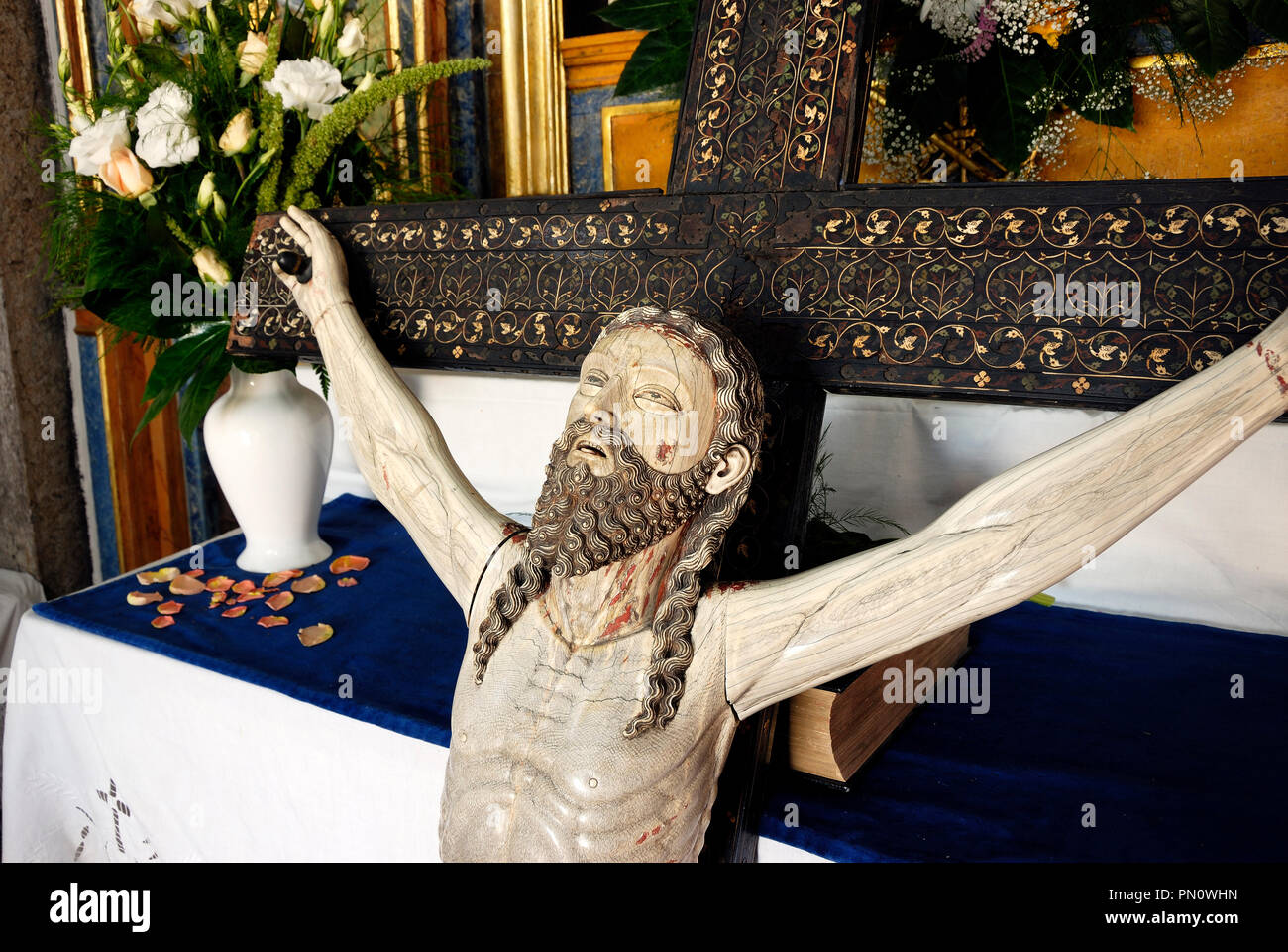 A Christ made from ivory (Indo-Portuguese Art, 17th-18th century). Montijo, Portugal Stock Photo