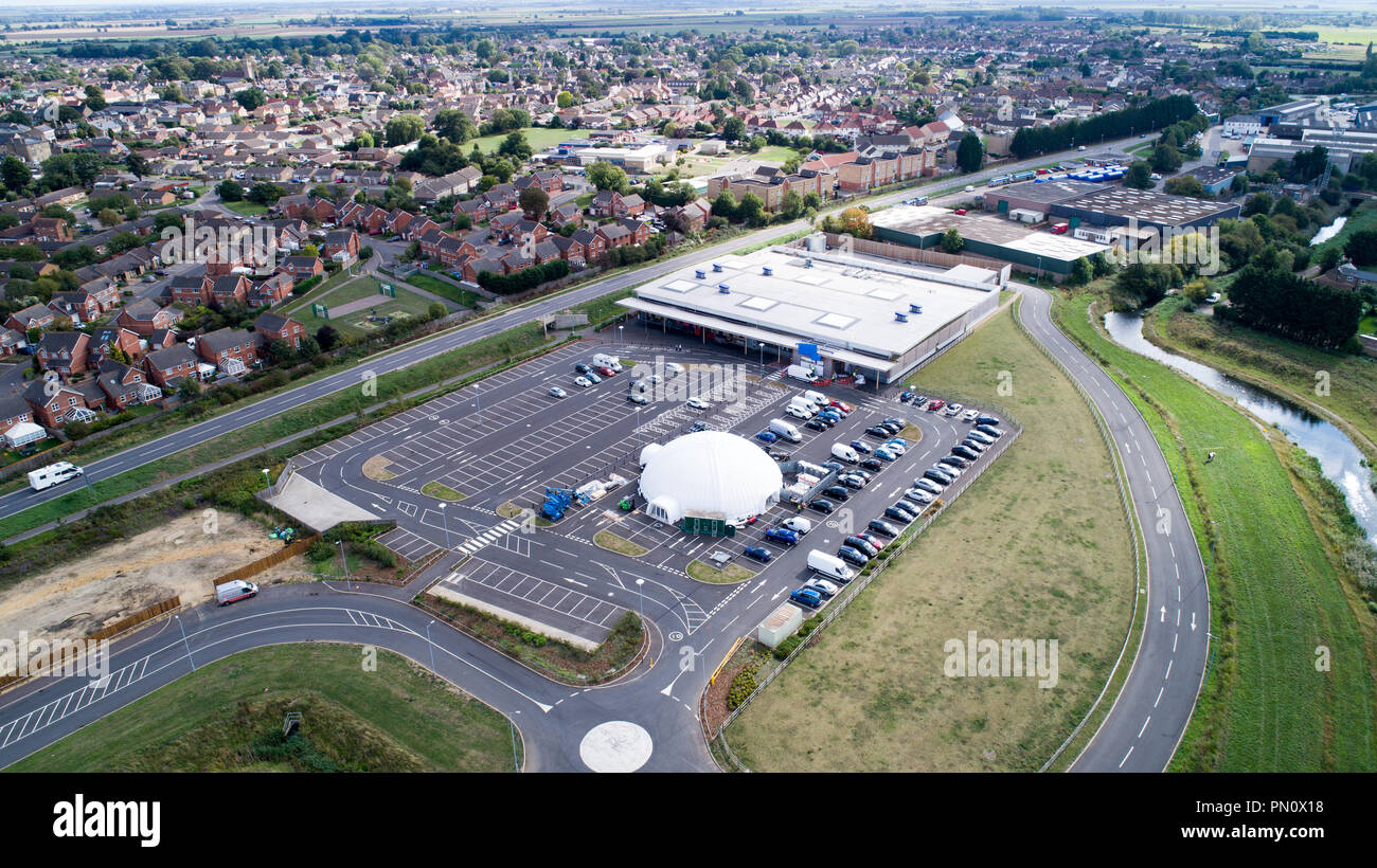 Aerial Picture shows the new Tesco discount store called Jack's which was  unveiled today in Chatteris,Cambs. Tesco's FIRST discount chain store  Jack's has been unveiled in Cambridgeshire today (Wed). The first Jack's