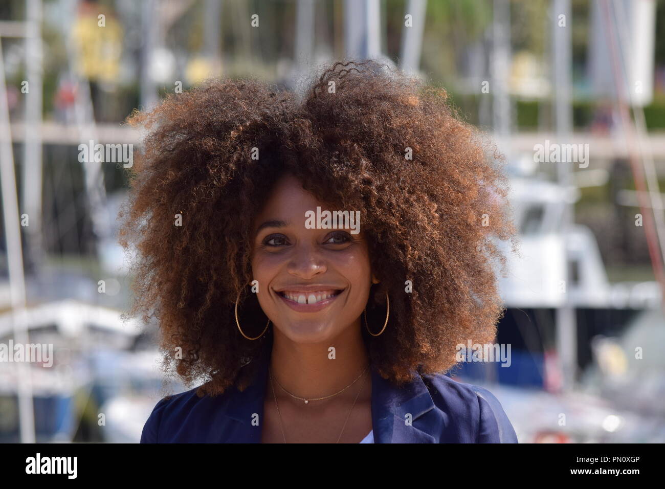 Stéfi Celma, actress in Dix Pour Cent (Ten Percent), a TV movie that won the prize for the best series 52 minutes. Stock Photo