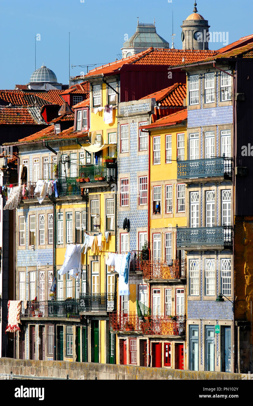 Oporto, capital of the Port wine, and the Ribeira quarter, a UNESCO World Heritage Site, Portugal Stock Photo