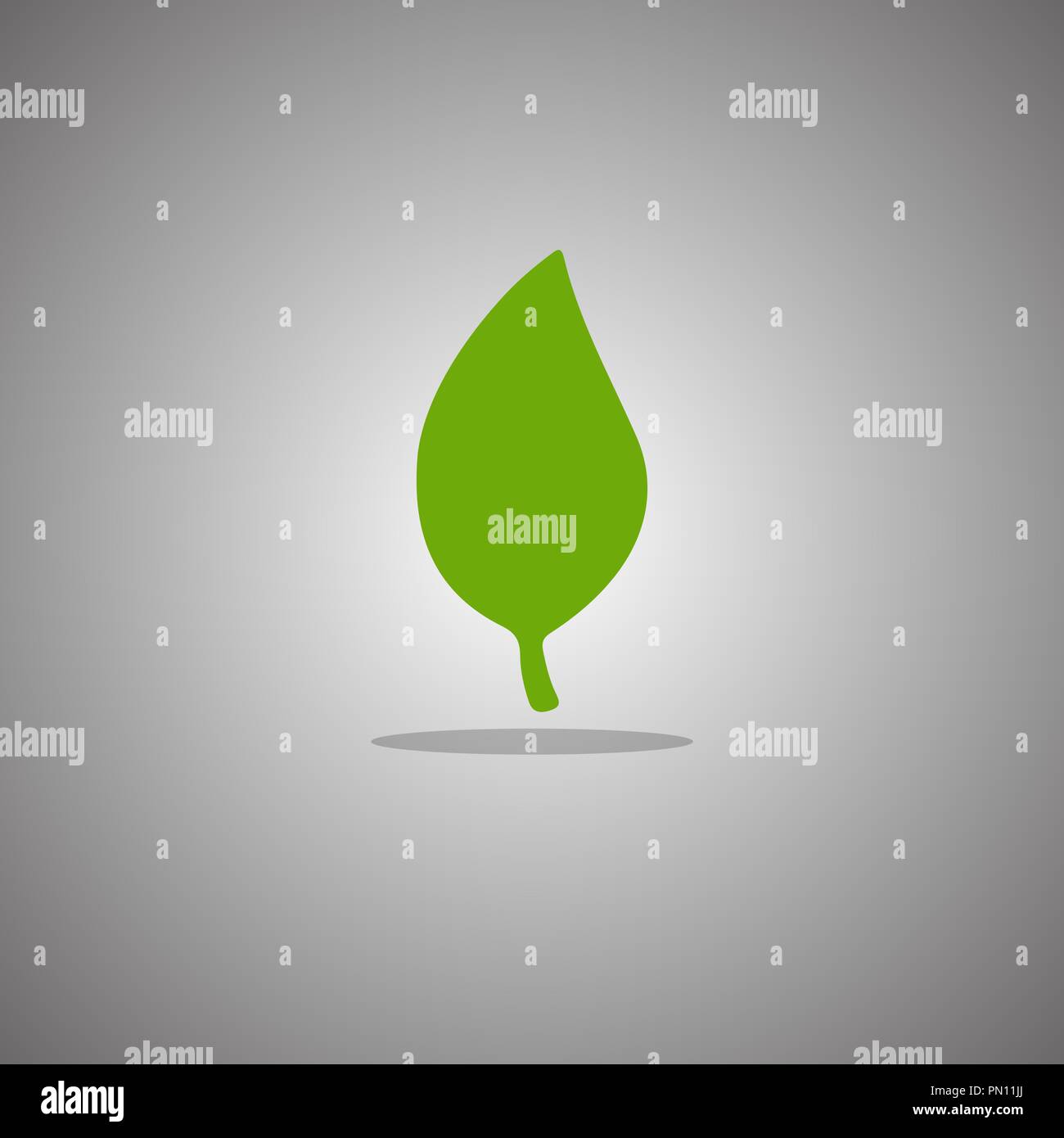 Birch leaf green. Vector illustration. Gray background with gradient. Stock Vector
