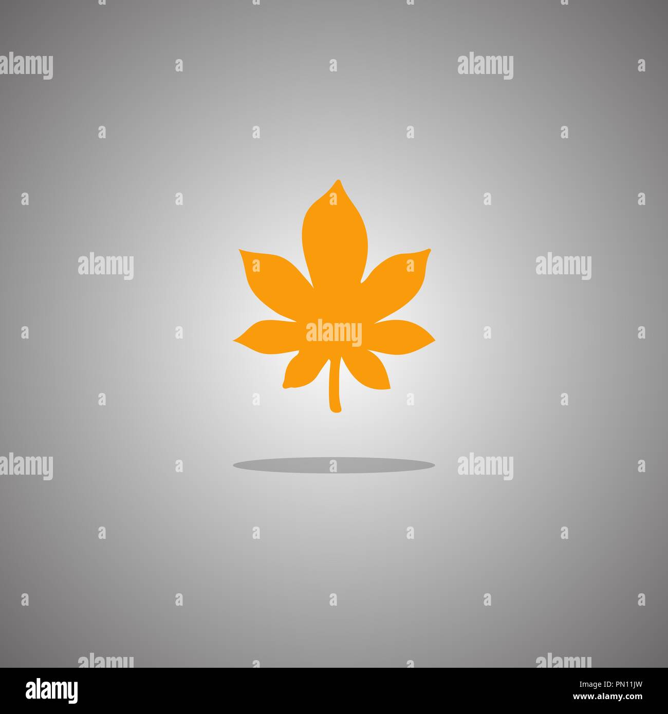 Chestnut leaf orange. Vector illustration. Gray background with gradient. Stock Vector