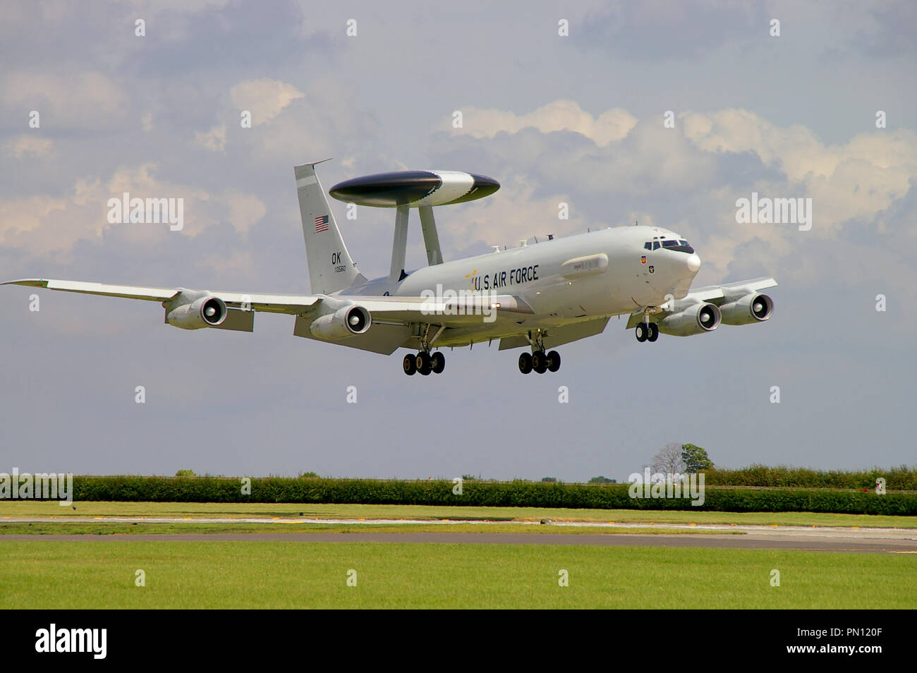 Us Air Force Boeing E 3 Sentry Awacs Plane Landing At Raf Waddington Airborne Early Warning And Control Aew C Jet Aircraft Based On 707 Stock Photo Alamy