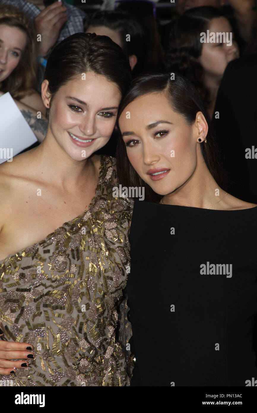 Shailene Woodley and Maggie Q at the world premiere of Summit Entertainment's 'Divergent'. Arrivals held at the Regency Bruin Theatre in Westwood, CA, March 18, 2014. Photo by: Richard Chavez / PictureLux Stock Photo