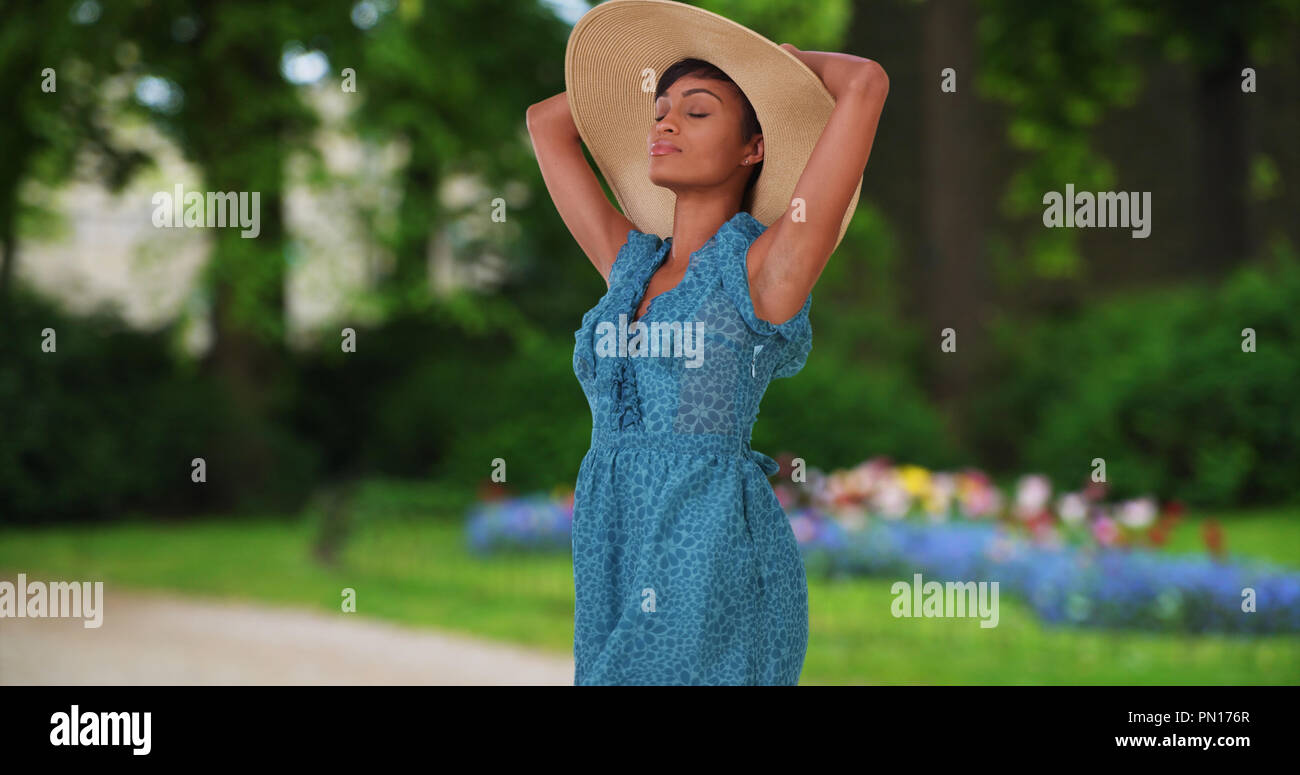 Relaxed black woman enjoys soothing hi-res stock photography and images ...