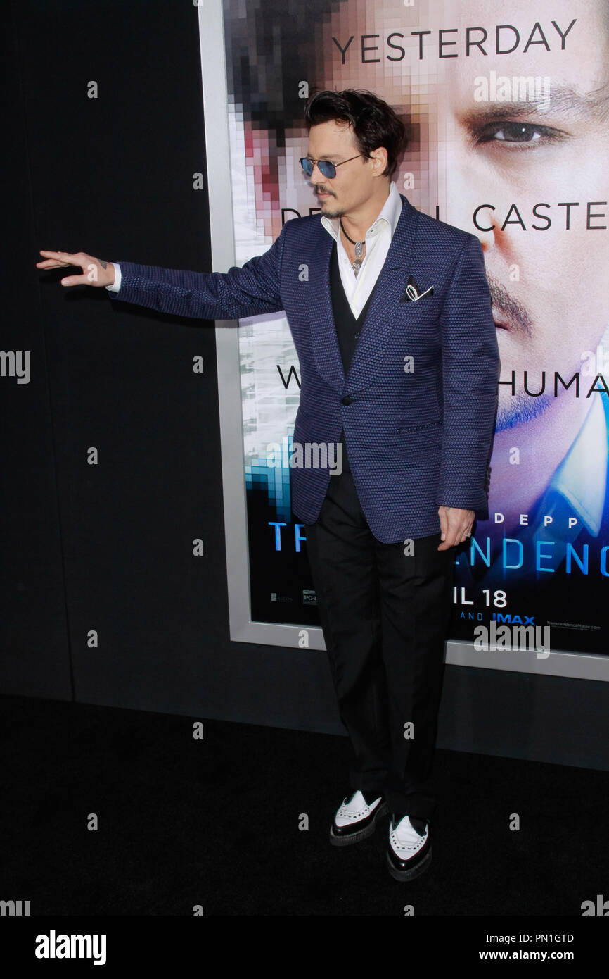 Johnny Depp at the Warner Brothers Pictures premiere of 'Transcendence'. Arrivals held at Regency Village Theatre in Westwood, CA, April 10, 2014. Photo by Joe Martinez / PictureLux Stock Photo