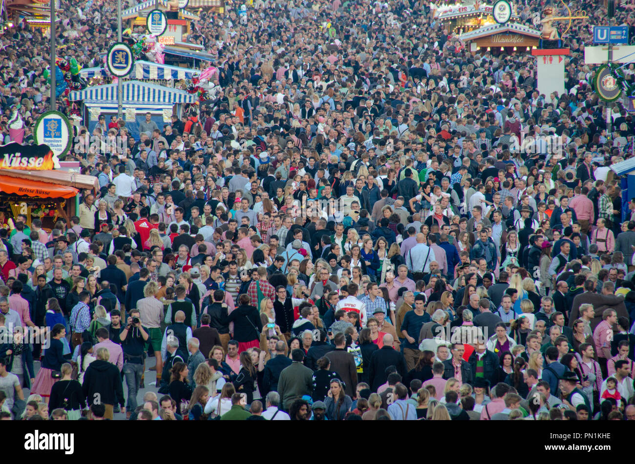 Big crowd at Oktoberfest in Munich, Germany Stock Photo