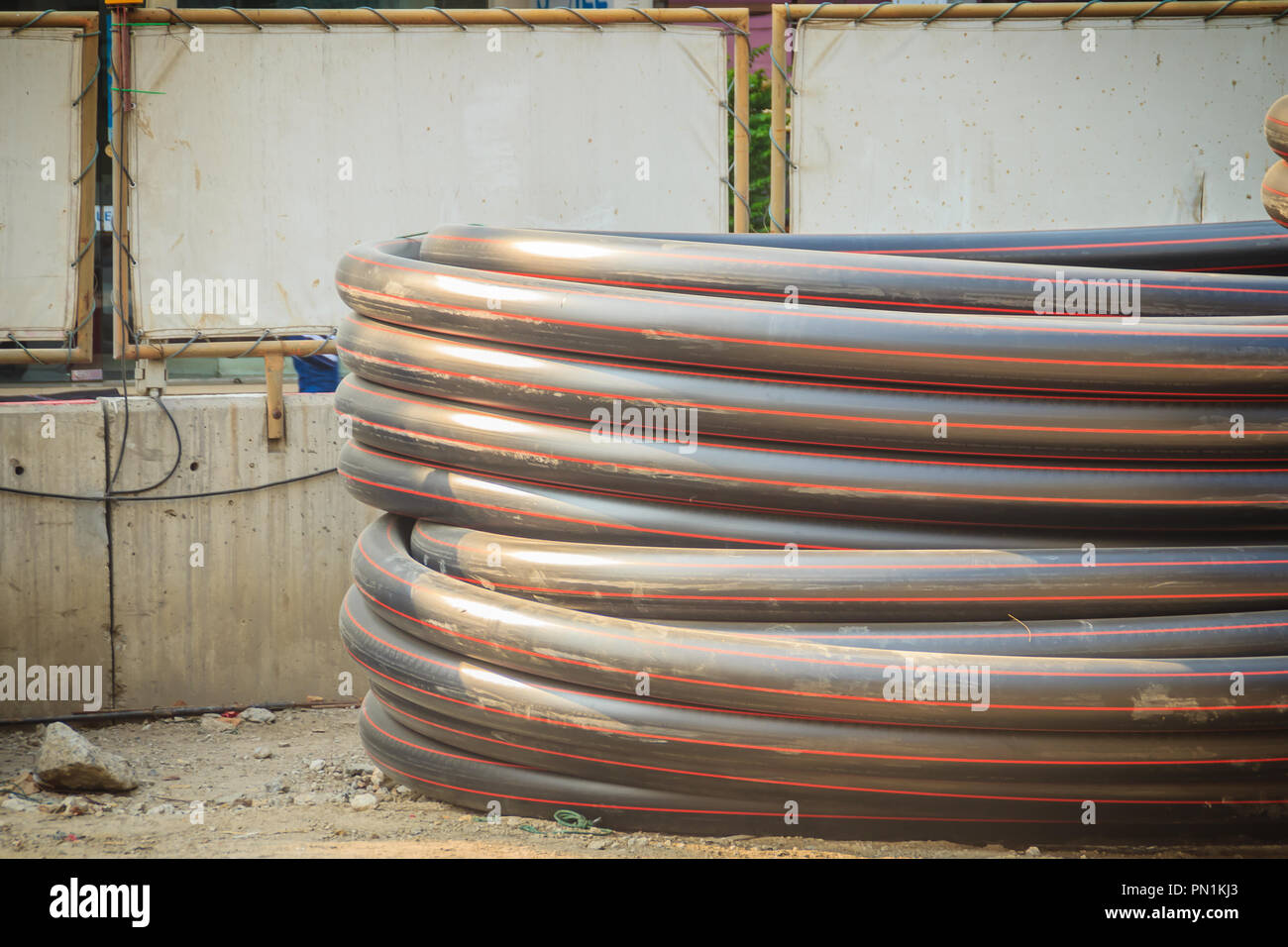 HDPE pipes for water supply and electrical conduit at construction site Stock Photo Alamy