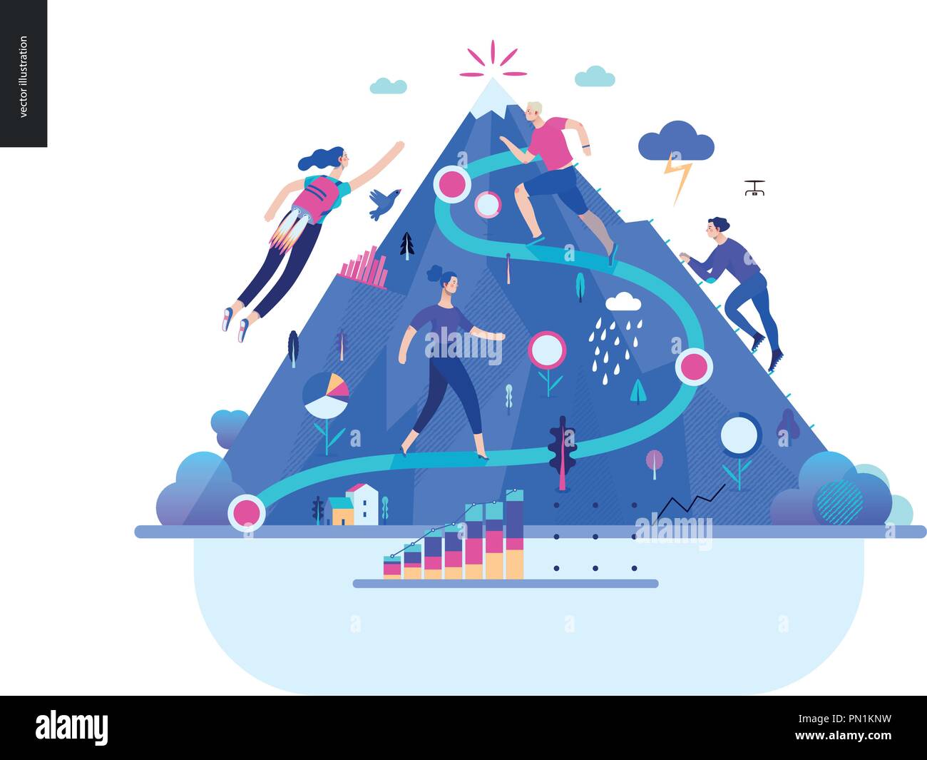 Business series, color 1 career modern flat vector illustration