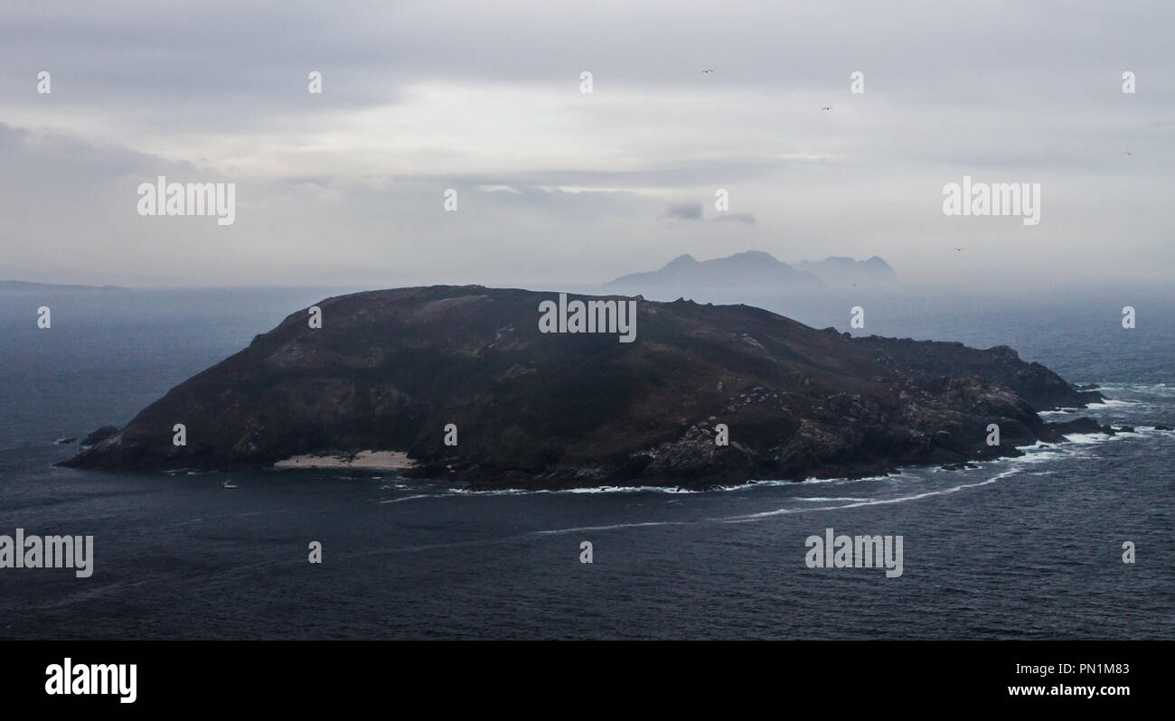 View at the island on an Overcast day. Stock Photo