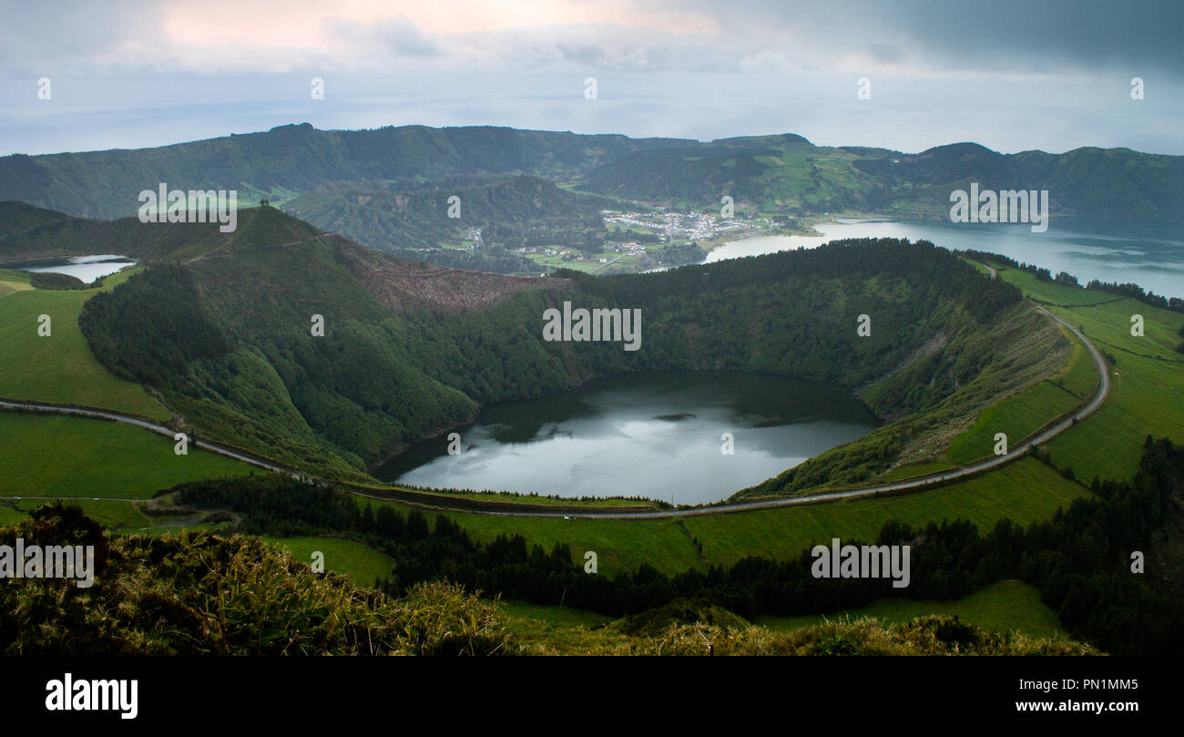 Volcano Shaped Lake At Azores Stock Photo - Alamy